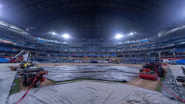 A photo of the Rogers Centre renovations from behind home plate. The Blue Jays announced on Nov. 22, that the demolition phase finished on Nov. 18. (Photo courtesy Blue Jays)