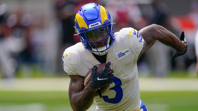 Los Angeles Rams running back Cam Akers runs the ball during an NFL football  game against the Atlanta Falcons Sunday, Sept. 18, 2022, in Inglewood,  Calif. (AP Photo/Mark J. Terrill Stock Photo 