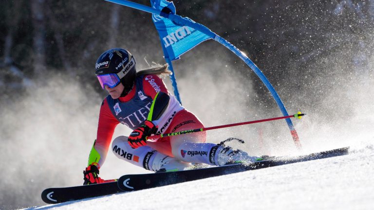 Switzerland's Lara Gut-Behrami competes during a women's World Cup giant slalom skiing race Saturday, Nov. 26, 2022, in Killington, Vt. (Robert F. Bukaty/AP)