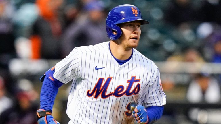 New York Mets' Brandon Nimmo runs the bases after hitting a home run during the fourth inning in the first baseball game of a doubleheader against the Washington Nationals, Tuesday, Oct. 4, 2022, in New York. (Frank Franklin II/AP)