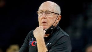 Former Washington Mystics head coach Mike Thibault watches as his team plays the Minnesota Lynx Saturday, Sept. 4, 2021, in Minneapolis. His Son and long-time assistant Eric is set to take over (Bruce Kluckhohn/AP Photo)