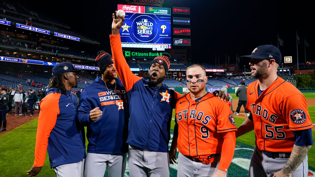 The Latest: Astros romp past Dodgers for 1st title