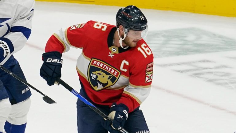 Florida Panthers centre Aleksander Barkov (16) in action during the second period of an NHL pre-season hockey game. (Marta Lavandier/AP)