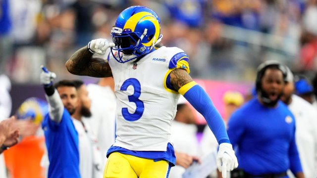 Los Angeles Rams quarterback Bryce Perkins runs the ball during the first  half of an NFL football game against the Kansas City Chiefs Sunday, Nov.  27, 2022, in Kansas City, Mo. (AP