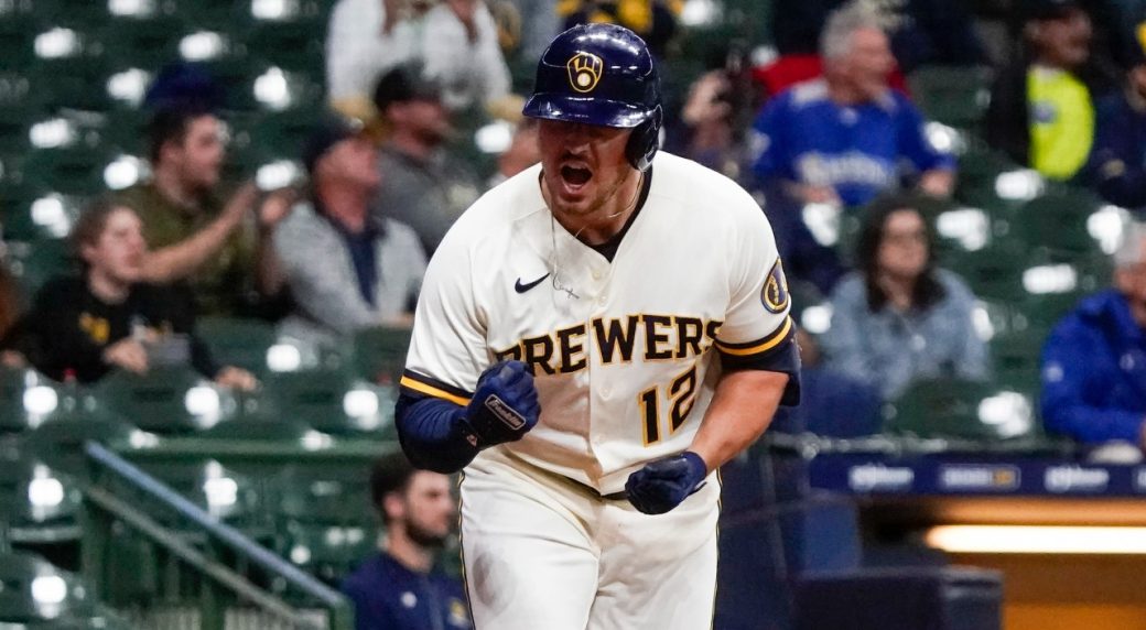 Angels acquire slugging outfielder Hunter Renfroe from Brewers in