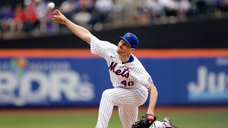 New York Mets pitcher Chris Bassitt throws during the second inning of a baseball game against the St. Louis Cardinals on Thursday, May 19, 2022, in New York. (Adam Hunger/AP)