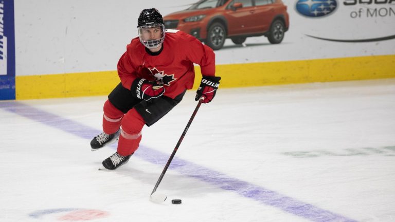 Connor Bedard skates during the Canadian World Junior Hockey Championships selection camp in Moncton, N.B., Friday, December 9, 2022. Ron Ward/THE CANADIAN PRESS