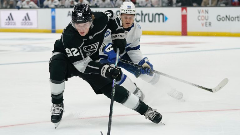 The NHL's Los Angeles Kings defenceman Brandt Clarke. (Ashley Landis/CP)