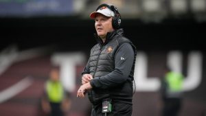 B.C. Lions head coach Rick Campbell watches from the sideline during the second half of a CFL football game against the Winnipeg Blue Bombers in Vancouver, on Saturday, October 15, 2022. (Darryl Dyck/CP)