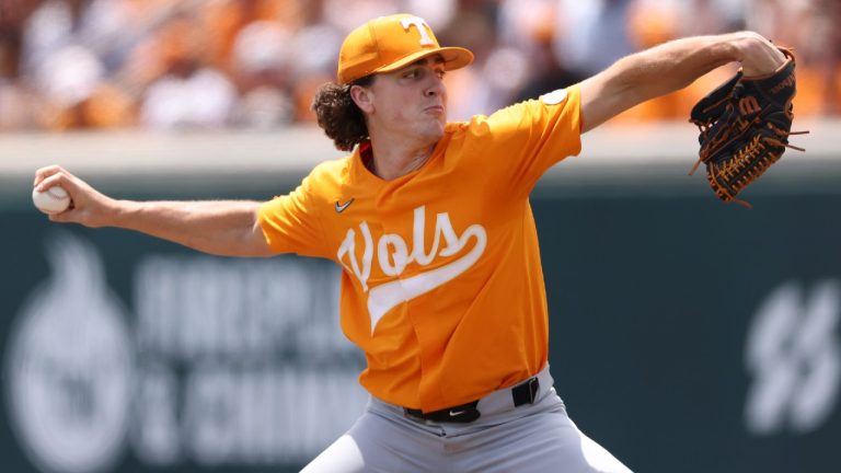 Tennessee pitcher Chase Dollander is one of the top prospects for the upcoming 2023 MLB Draft. (Randy Sartin/AP)