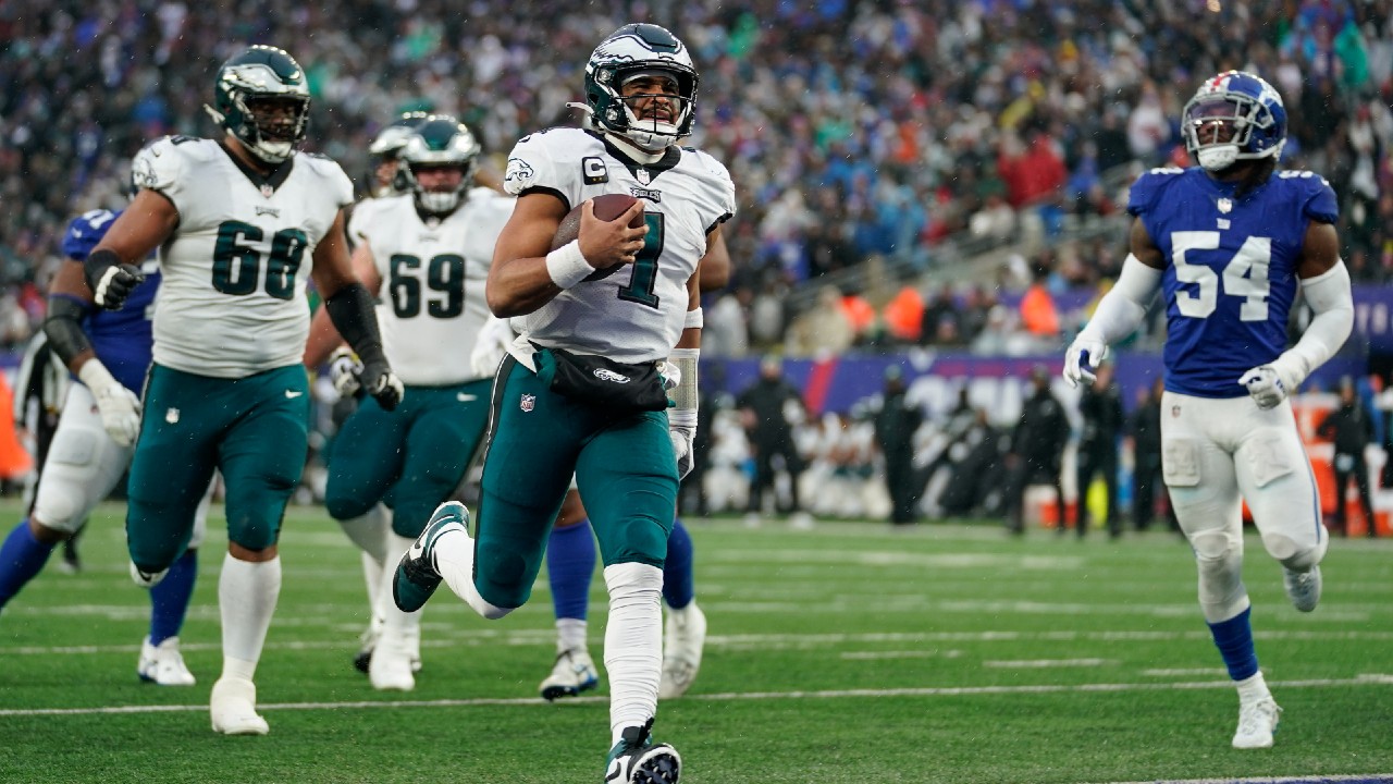 Eagles run over 49ers, finally undone by a quarterback injury, to