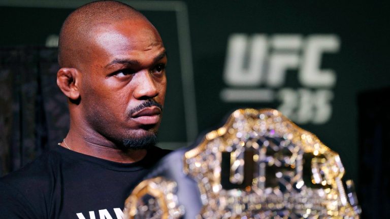 Jon Jones attends a news conference. (John Locher/AP)