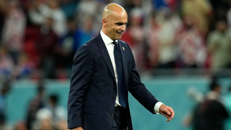 Belgium's head coach Roberto Martinez leaves the field after the World Cup group F soccer match between Croatia and Belgium at the Ahmad Bin Ali Stadium in Al Rayyan, Qatar, Thursday, Dec. 1, 2022. (Francisco Seco/AP)