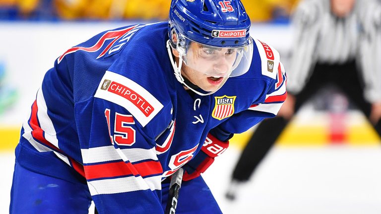 Calgary Flames prospect Matt Coronato represented the United States at the World Junior last summer in Edmonton. (Andy Devlin/Getty)