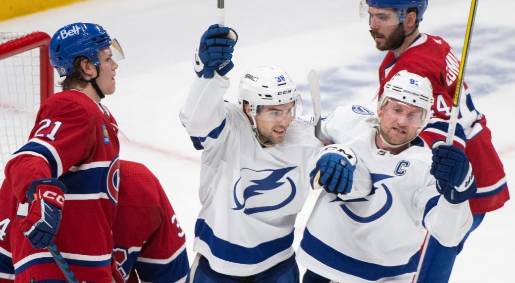 Hagel scores twice as Tampa Bay Lightning rout Montreal Canadiens