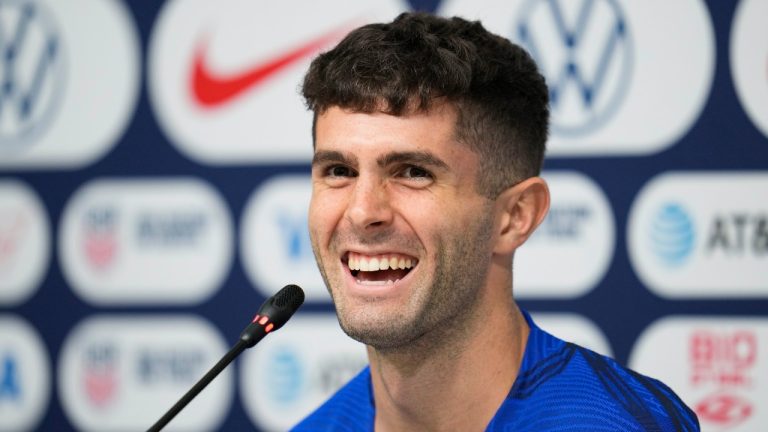 Christian Pulisic of the United States attends a press conference before a training session at Al-Gharafa SC Stadium, in Doha, Thursday, Dec. 1, 2022. (Ashley Landis/AP)