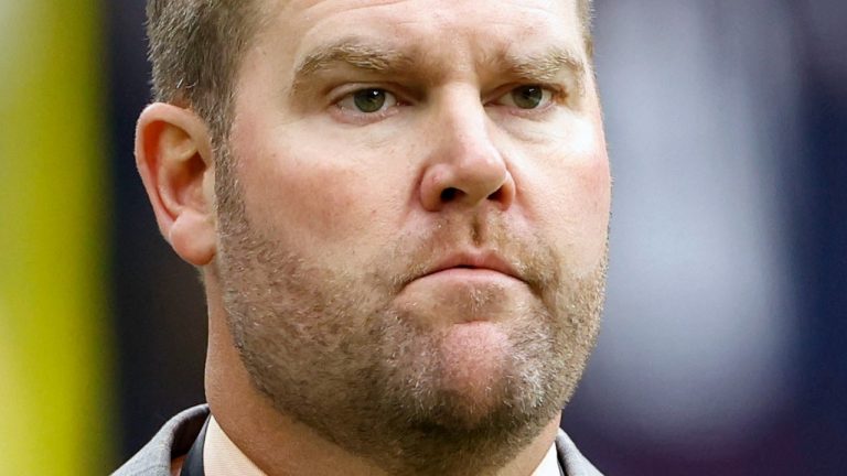 Tennessee Titans general manager Jon Robinson looks on during warmups before an NFL football game against the Houston Texans, Oct. 30, 2022, in Houston. (AP Photo)