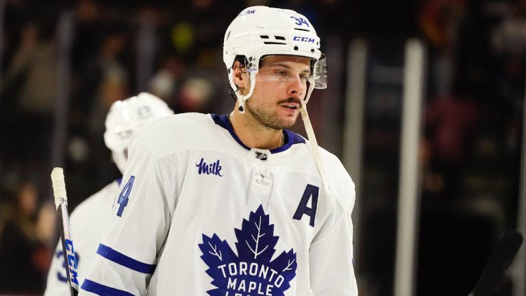 Toronto Maple Leafs center Auston Matthews skates off the ice after the team's loss to the Arizona Coyotes in an NHL hockey game in Tempe, Ariz., Thursday, Dec. 29, 2022. (Ross D. Franklin/AP)