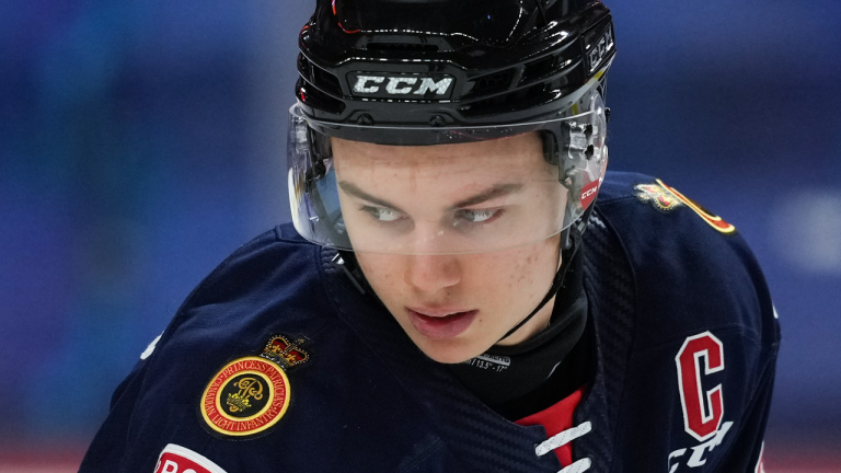 Regina Pats' Connor Bedard skates during on-ice testing ahead of the CHL/NHL Top Prospects game, in Langley, B.C., on Tuesday, January 24, 2023. (CP)