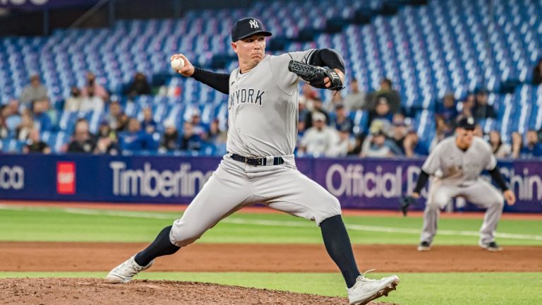 New York Yankees relief pitcher Chad Green (57) has agreed to join the Toronto Blue Jays. (Christopher Katsarov/CP)