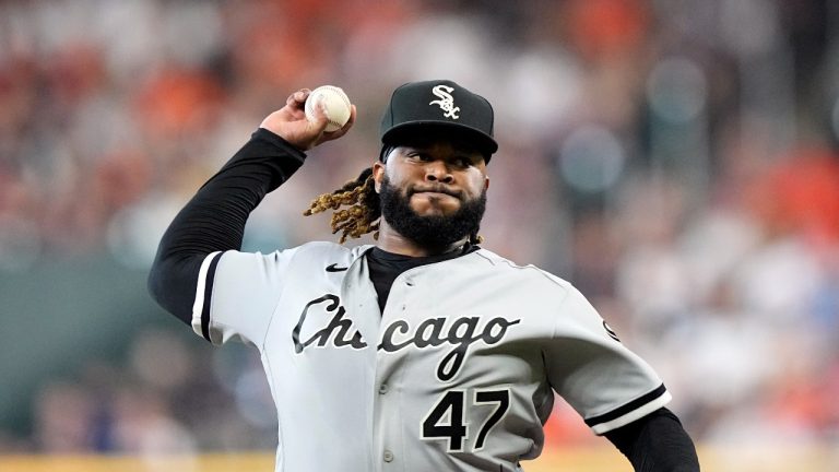 Chicago White Sox starting pitcher Johnny Cueto throws during the first inning of a baseball game against the Houston Astros Saturday, June 18, 2022, in Houston. (David J. Phillip/AP Photo)