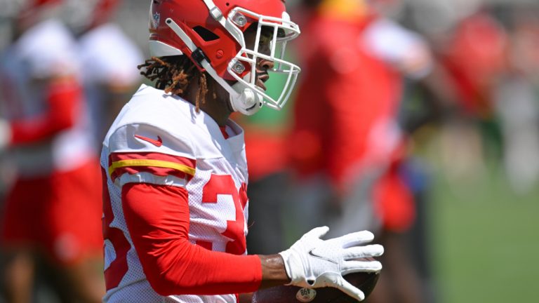 Kansas City Chiefs cornerback L'Jarius Sneed takes part in drills during the NFL football team's mandatory minicamp, Tuesday, June 14, 2022, in Kansas City, Mo. (Reed Hoffmann/AP)