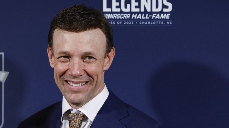 Matt Kenseth arrives for the NASCAR Hall of Fame inductions in Charlotte, N.C., Friday, Jan. 20, 2023. (Nell Redmond/AP)