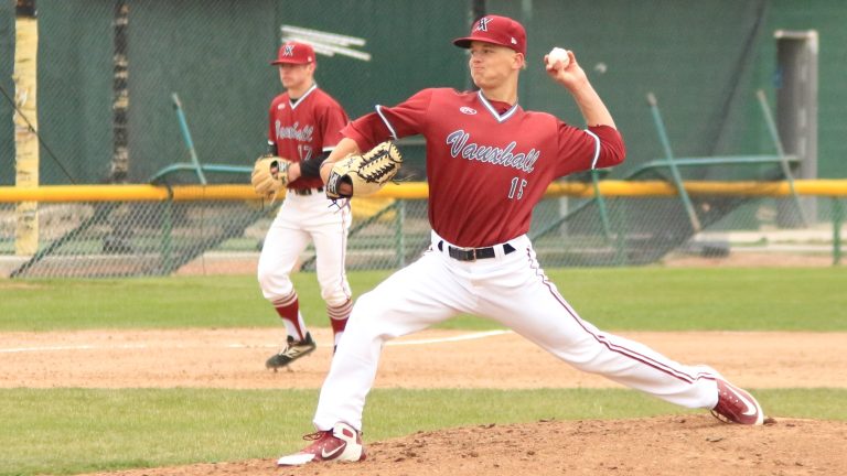 Adam Macko pitching with the Vauxhall Jets during his high school years. (Photo courtesy Vauxhall Academy of Baseball)