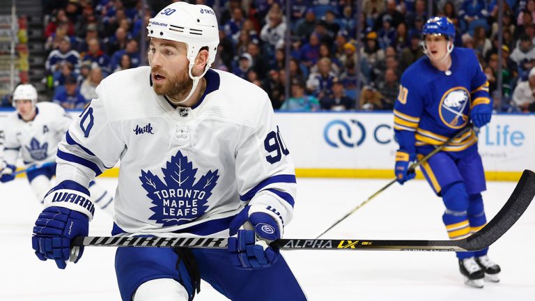 Toronto Maple Leafs centre Ryan O'Reilly skates during the second period of the team's NHL hockey game against the Buffalo Sabres, Tuesday, Feb. 21, 2023, in Buffalo, N.Y. (Jeffrey T. Barnes/AP)