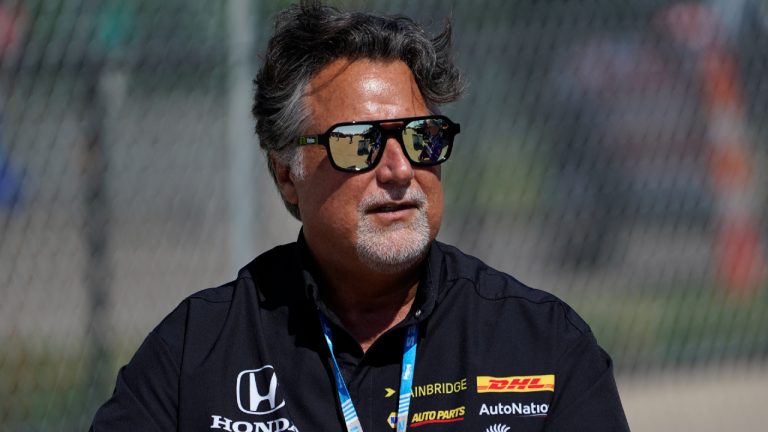 Michael Andretti looks on during practice for the IndyCar Detroit Grand Prix auto racing doubleheader on Belle Isle in Detroit, Friday, June 11, 2021. (Paul Sancya/AP)