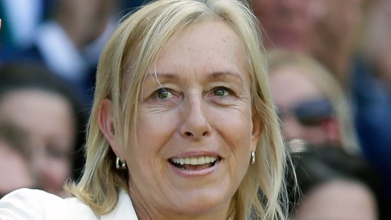 FILE - Tennis great Martina Navratilova is shown in the royal box on Centre Court at the All England Lawn Tennis Championships in Wimbledon, London, Saturday July 4, 2015. Navratilova said Monday, Jan. 2, 2023, that she has been diagnosed with throat cancer and breast cancer. In a statement released by her representative, the 18-time Grand Slam singles champion and member of the International Tennis Hall of Fame said her prognosis is good and she will start treatment this month. (Tim Ireland/AP)