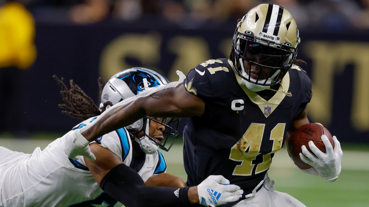 New Orleans Saints safety Tyrann Mathieu runs during the first half an NFL  football game between the Carolina Panthers and the New Orleans Saints in New  Orleans, Sunday, Jan. 8, 2023. (AP