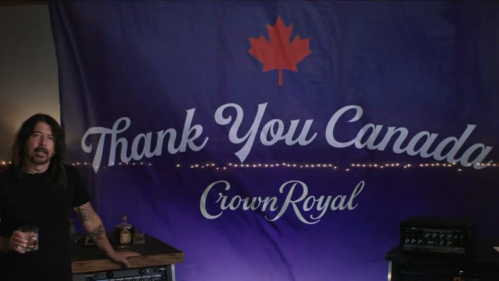 Dave Grohl says 'thank you, Canada' in Crown Royal Super Bowl ad