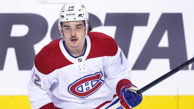 NHL profile photo on Montreal Canadiens player Arber Xhekaj at a game against the Calgary Flames in Calgary, Alta., on Dec. 1, 2022. (Larry MacDougal/CP)