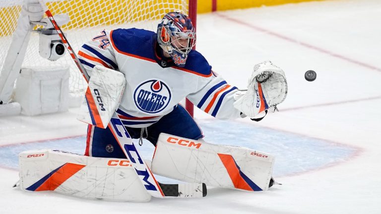 Edmonton Oilers goaltender Stuart Skinner. (AP)