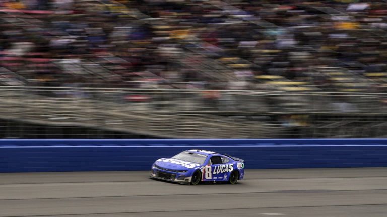 Kyle Busch (8) competes during a NASCAR Cup Series auto race at Auto Club Speedway in Fontana, Calif., Sunday, Feb. 26, 2023. (Jae C. Hong/AP)