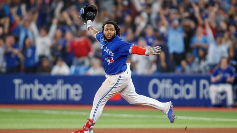 Toronto Blue Jays first baseman Vladimir Guerrero Jr. (27). (Cole Burston/CP)