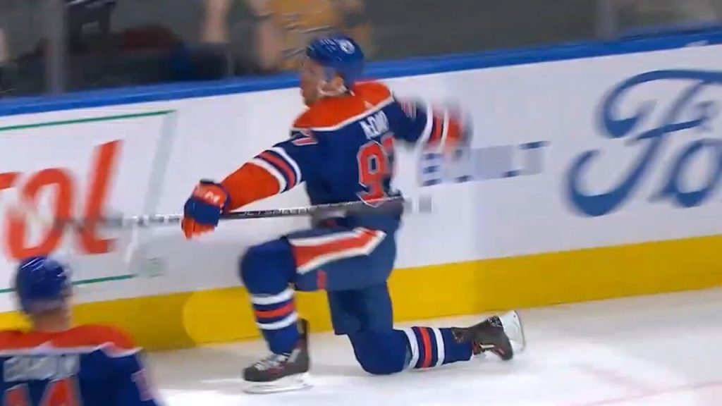 NHL hockey player Connor McDavid throws out the ceremonial first