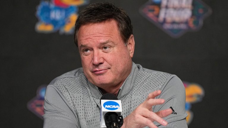 Kansas head coach Bill Self speaks during a news conference about the Men's Final Four NCAA basketball tournament, Sunday, April 3, 2022, in New Orleans. (Brynn Anderson/AP)