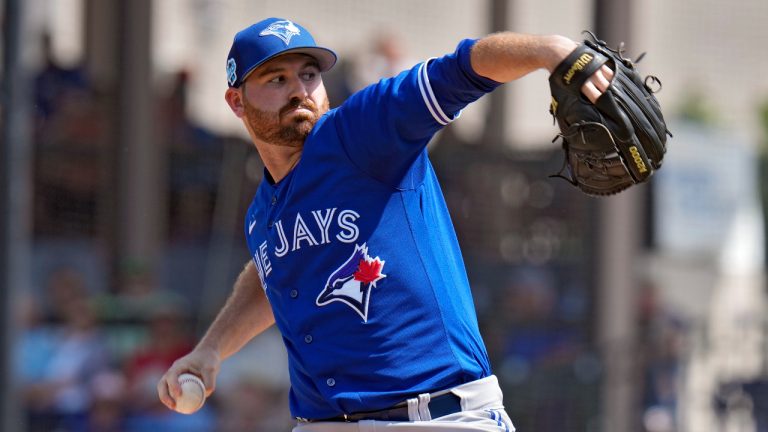 Toronto Blue Jays pitcher Drew Hutchison (36) delivers to the Detroit Tigers during the first inning of a spring training baseball game. (Chris O'Meara/AP)