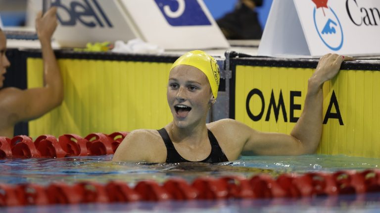 Canadian swim star Summer McIntosh set a world record in the women's 400-metre freestyle on Tuesday night at the Canadian swimming trials in Toronto. (Michael Hall/Swimming Canada)