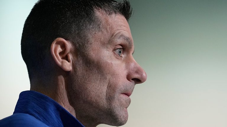 Houston Texans general manager Nick Caserio speaks during a news conference at the NFL football scouting combine, Tuesday, Feb. 28, 2023, in Indianapolis. (Darron Cummings/AP)