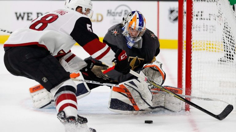 Former Vegas Golden Knights goaltender Dylan Ferguson will make his first NHL start Monday as the Senators host the Penguins. (John Locher/AP)