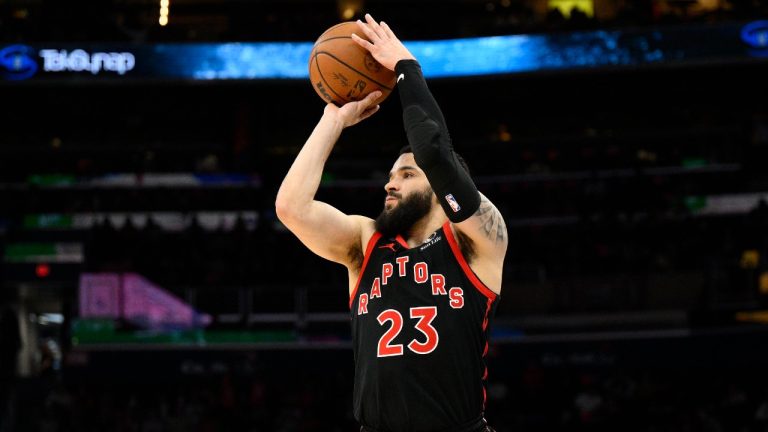 Toronto Raptors guard Fred VanVleet (23) shoots during the second half of an NBA basketball game against the Washington Wizards, Thursday, March 2, 2023, in Washington. (Nick Wass/AP)