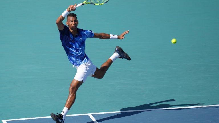 Felix Auger Aliassime, seen in this file photo, has advanced to the quarterfinals of the Madrid Open in doubles with partner Denis Shapovalov. (Jim Rassol/AP) 