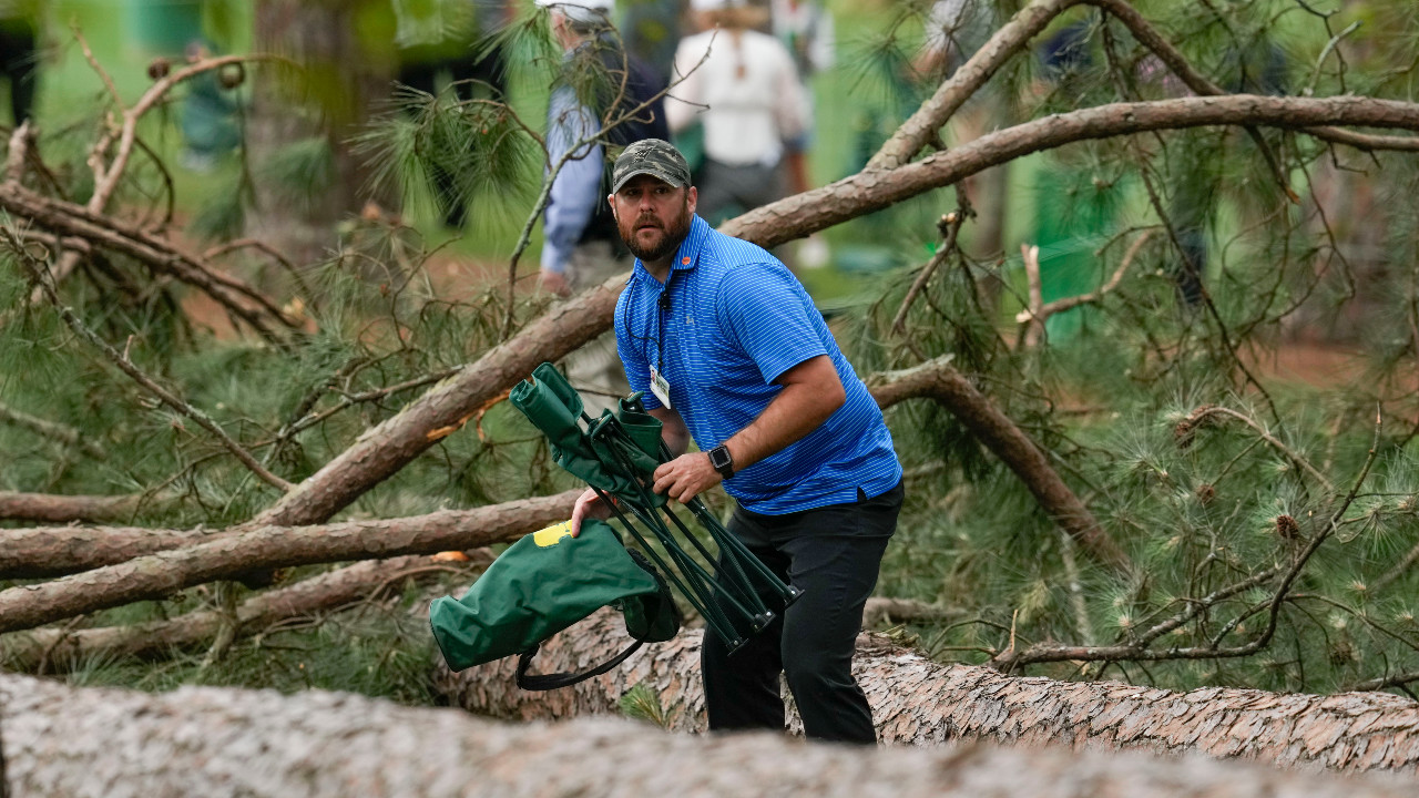 Masters leaderboard: Play suspended as huge tree falls to the