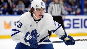 Toronto Maple Leafs winger Matthew Knies (23). (Chris O'Meara/AP) 