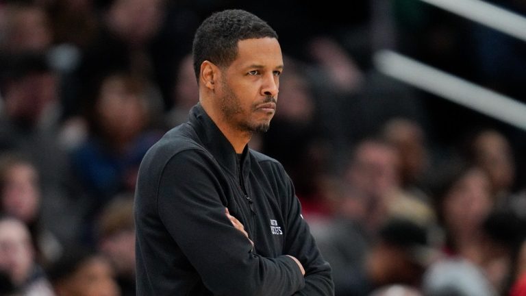 Houston Rockets former head coach Stephen Silas looks on during the first half of an NBA basketball game against the Washington Wizards, Sunday, April 9, 2023, in Washington. (Jess Rapfogel/AP)