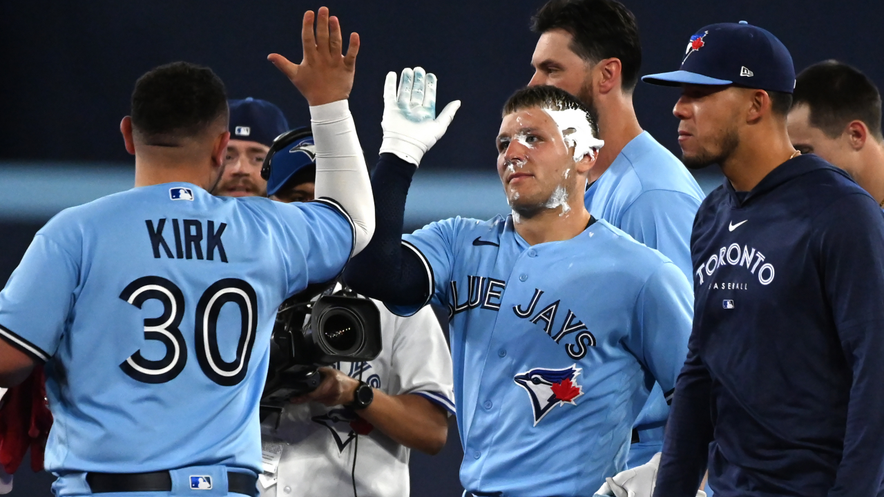 Daulton Varsho having a great time with Blue Jays