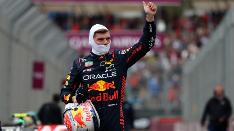 Red Bull driver Max Verstappen of Netherlands waves after qualifying fastest for the Australian Formula One Grand Prix at Albert Park in Melbourne, Saturday, April 1, 2023. (Asanka Brendon Ratnayake/AP)